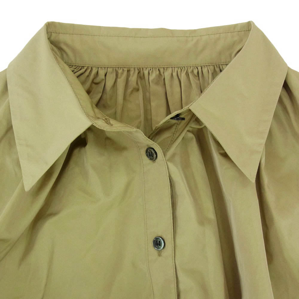 ダイアグラム 24AW 03243 41154-00 タフタ ギャザー 長袖 シャツ ブラウス ベージュ系 36【美品】【中古】