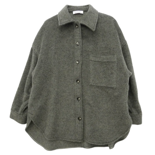 サクラ 122605031 ウール アルパカ モヘヤ混 シャギー シャツ ジャケット コート グレー系 38【美品】【中古】