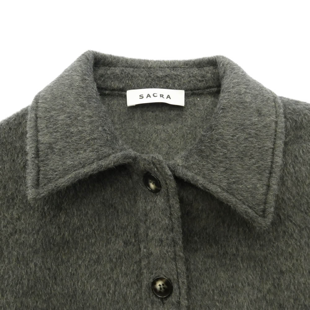 サクラ 122605031 ウール アルパカ モヘヤ混 シャギー シャツ ジャケット コート グレー系 38【美品】【中古】