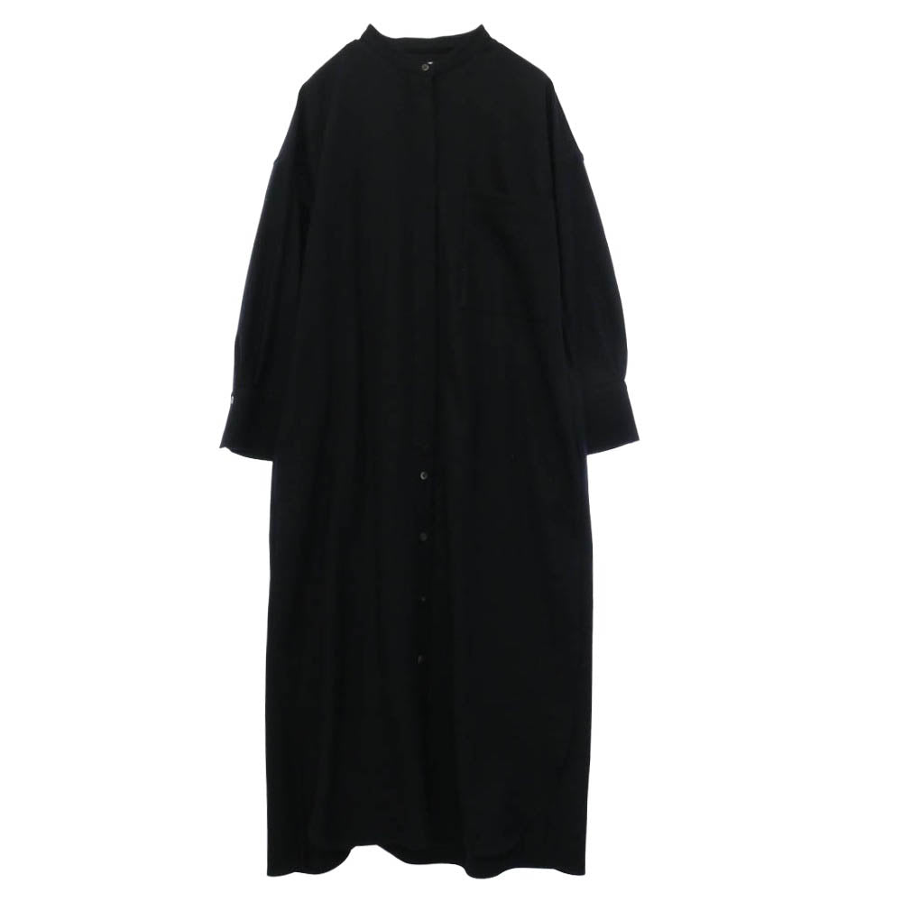 サクラ 122512041 ウール バンドカラー 長袖 ロングシャツ ワンピース ブラック系 38【美品】【中古】