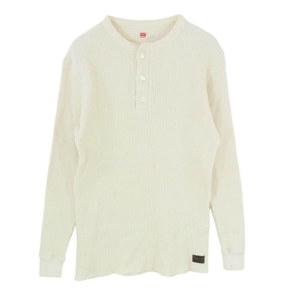 トロフィークロージング ヘビー ワッフル ミル ヘンリーネック サーマル 長袖 Tシャツ アイボリー系 M 38【中古】