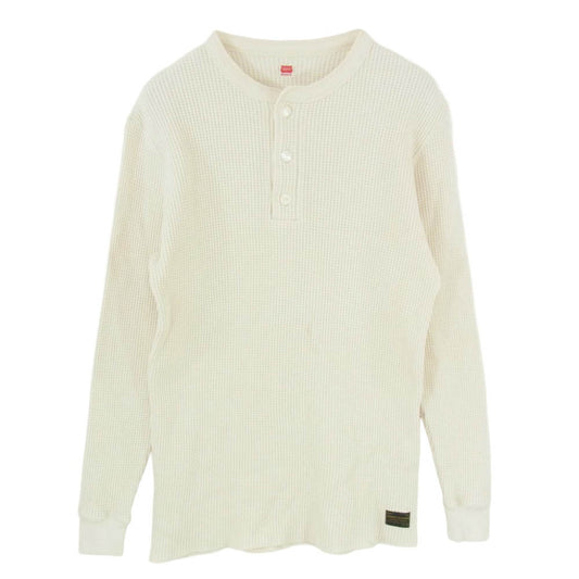 トロフィークロージング ヘビー ワッフル ミル ヘンリーネック サーマル 長袖 Tシャツ アイボリー系 M 38【中古】