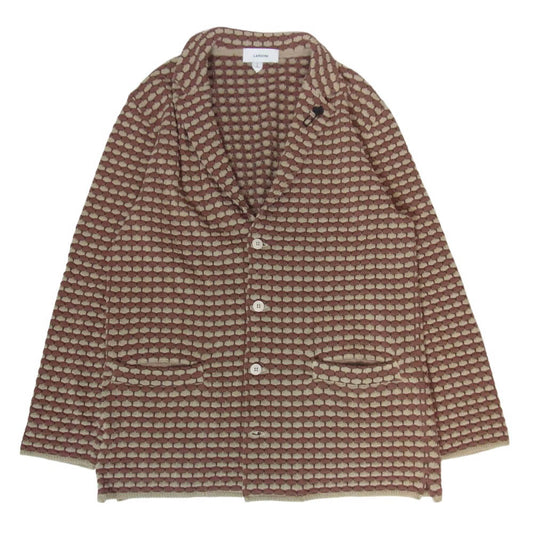 LARDINI ラルディーニ イタリア製 ブートニエールピン付き コットン ニット カーディガン ジャケット ブラウン系 M【中古】