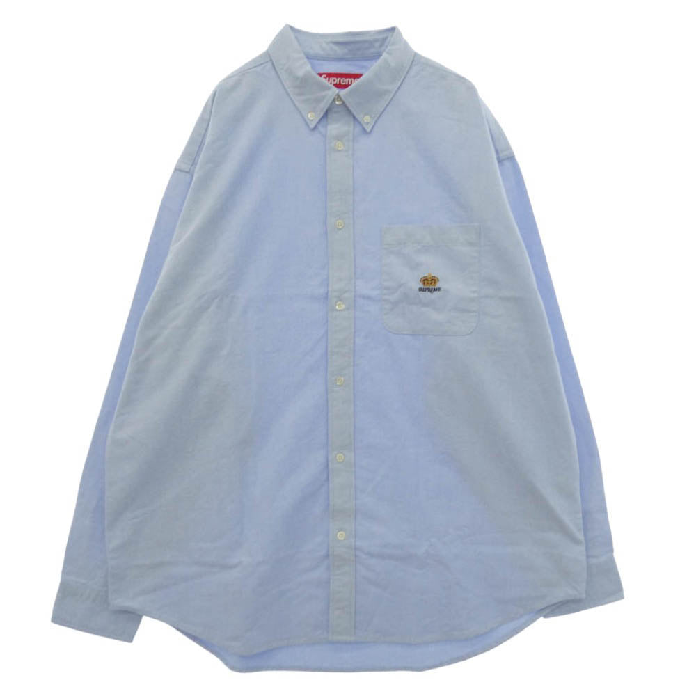 Supreme シュプリーム 25AW Loose Fit Flannel Oxford Shirt ルーズフィット フランネル オックス フォード 長袖シャツ ライトブルー系 L【新古品】【未使用】【中古】