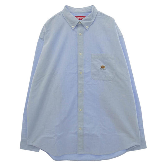 Supreme シュプリーム 25AW Loose Fit Flannel Oxford Shirt ルーズフィット フランネル オックス フォード 長袖シャツ ライトブルー系 L【新古品】【未使用】【中古】