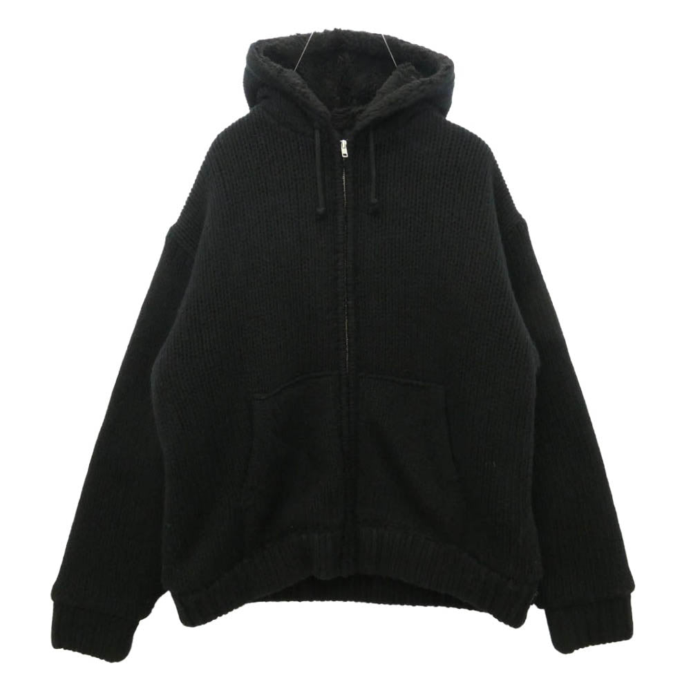 Supreme シュプリーム 25AW Faux Shearling Lined Zip Up Hooded Sweater ジップアップ ニット パーカー ブラック系 L【新古品】【未使用】【中古】