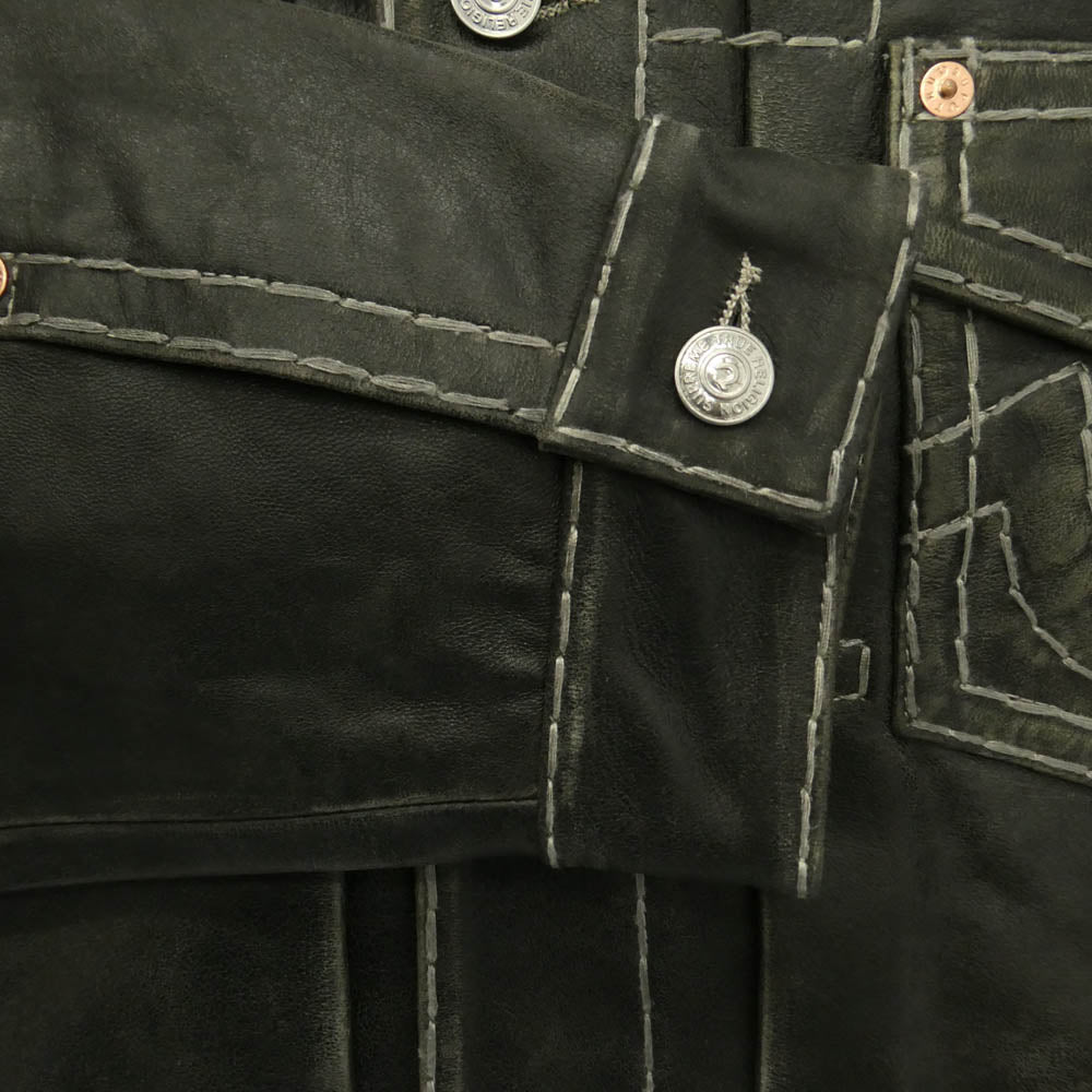 Supreme シュプリーム TRUE RELIGION トゥルーレリジョン 25AW × True Religion Leather Trucker Jacket トゥルーレリジョン レザー トラッカー ジャケット チャコール系 L【新古品】【未使用】【中古】