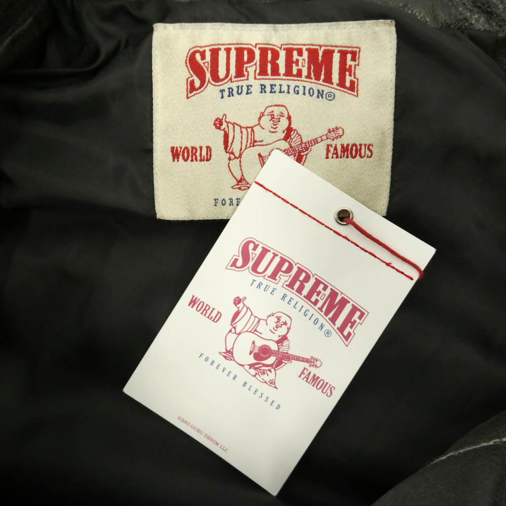 Supreme シュプリーム TRUE RELIGION トゥルーレリジョン 25AW × True Religion Leather Trucker Jacket トゥルーレリジョン レザー トラッカー ジャケット チャコール系 L【新古品】【未使用】【中古】