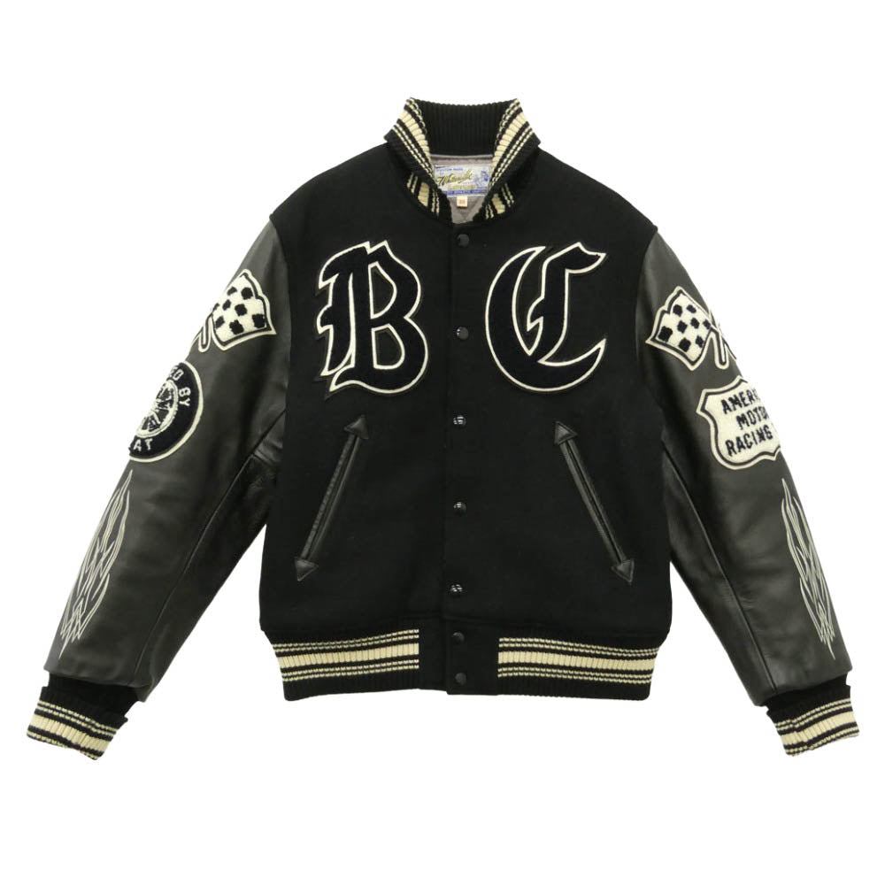 WHITESVILLE ホワイツビル WV11375 AWARD JACKET CRANK BUSTERS アワードジャケット フルデコ スタジャン ブラック系 38【中古】