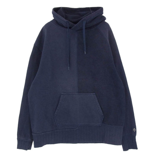 Nigel Cabourn ナイジェルケーボン 8400-00-20011 ARMY MIX PARKA アーミー ミックス 切替 プルオーバー パーカー フーディー スウェット ネイビー系 50【中古】