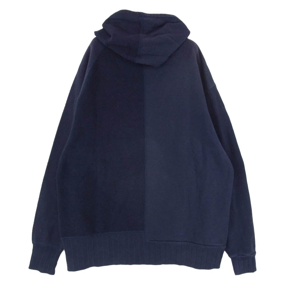 Nigel Cabourn ナイジェルケーボン 8400-00-20011 ARMY MIX PARKA アーミー ミックス 切替 プルオーバー パーカー フーディー スウェット ネイビー系 50【中古】