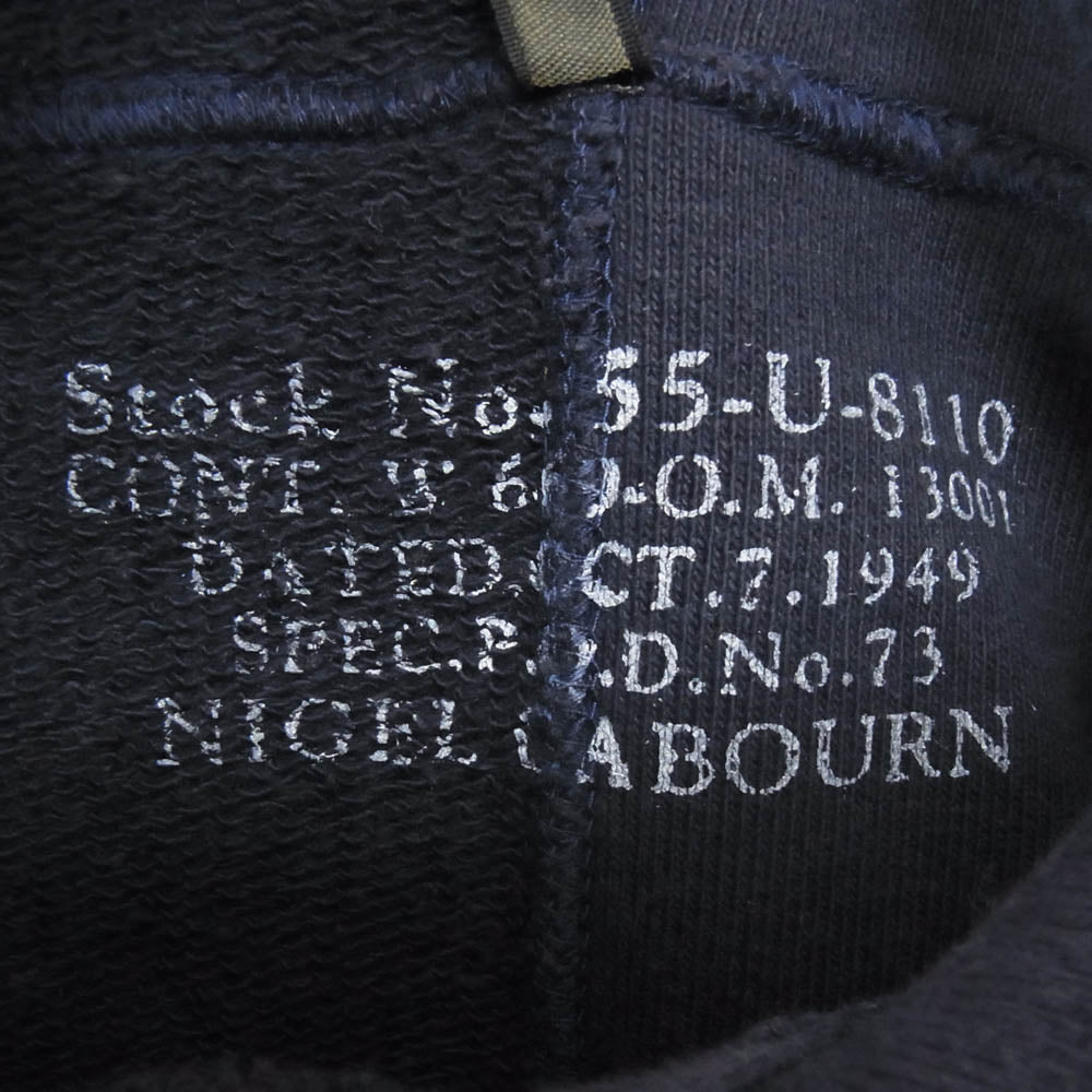 Nigel Cabourn ナイジェルケーボン 8400-00-20011 ARMY MIX PARKA アーミー ミックス 切替 プルオーバー パーカー フーディー スウェット ネイビー系 50【中古】