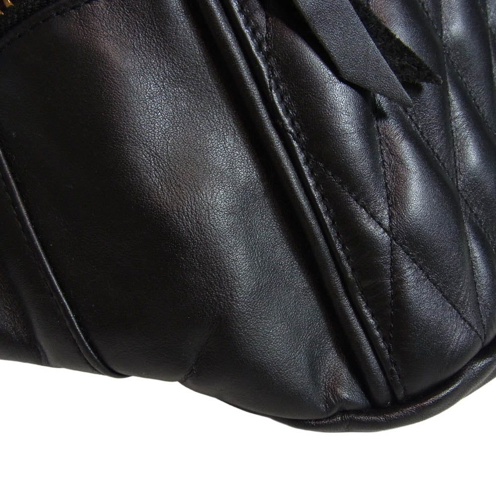 schott ショット PADDED BODY BAG パデッド レザー ボディ バッグ ブラック系【美品】【中古】