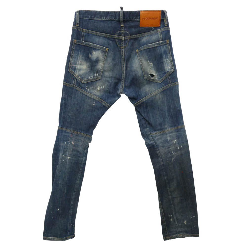 DSQUARED2 ディースクエアード 19AW S74LB0594 HONEY BABY WASH TIDY BIKER JEAN ダメージ 加工 デニム パンツ インディゴブルー系 44【中古】