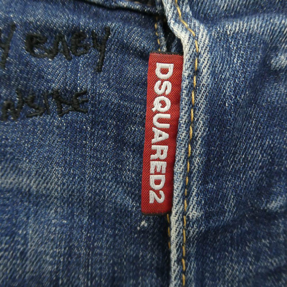 DSQUARED2 ディースクエアード 19AW S74LB0594 HONEY BABY WASH TIDY BIKER JEAN ダメージ 加工 デニム パンツ インディゴブルー系 44【中古】