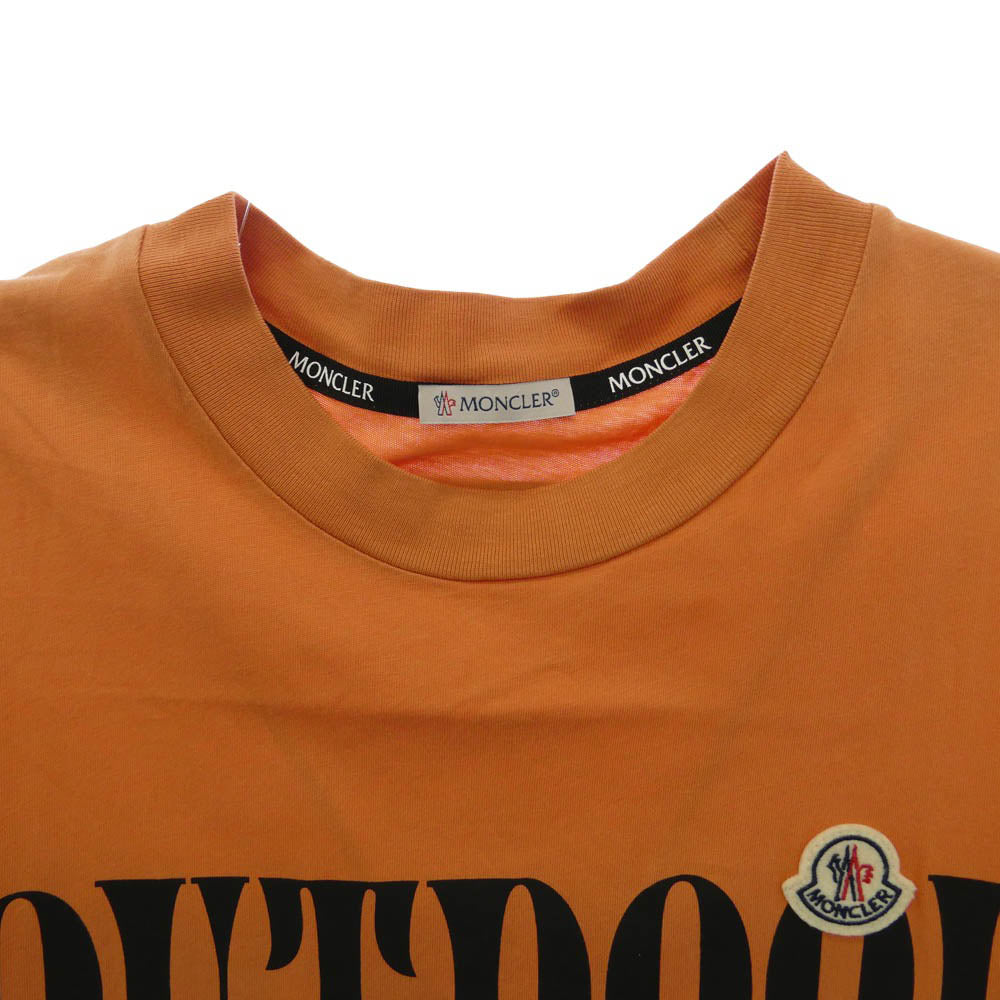 MONCLER モンクレール H10918C00039 ワッペン プリント ロゴ 半袖 Tシャツ カットソー トルコ製 オレンジ系 3A8 XL【中古】
