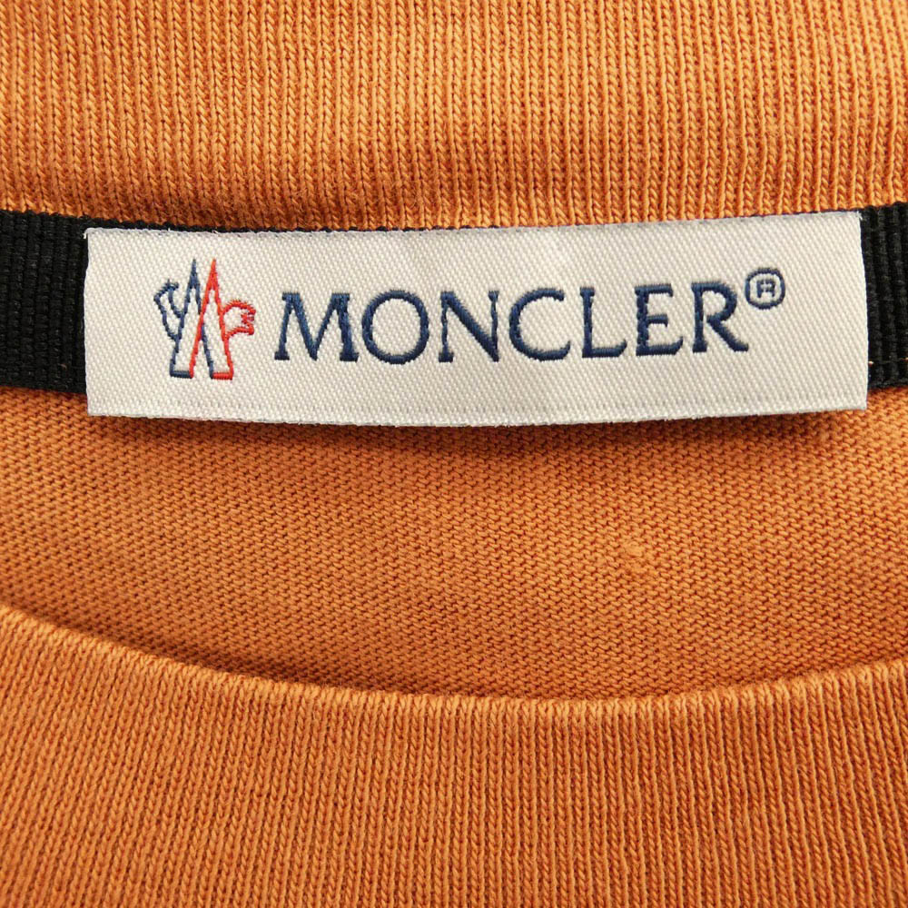 MONCLER モンクレール H10918C00039 ワッペン プリント ロゴ 半袖 Tシャツ カットソー トルコ製 オレンジ系 3A8 XL【中古】