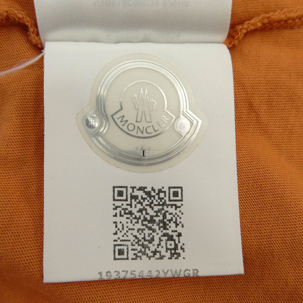 MONCLER モンクレール H10918C00039 ワッペン プリント ロゴ 半袖 Tシャツ カットソー トルコ製 オレンジ系 3A8 XL【中古】