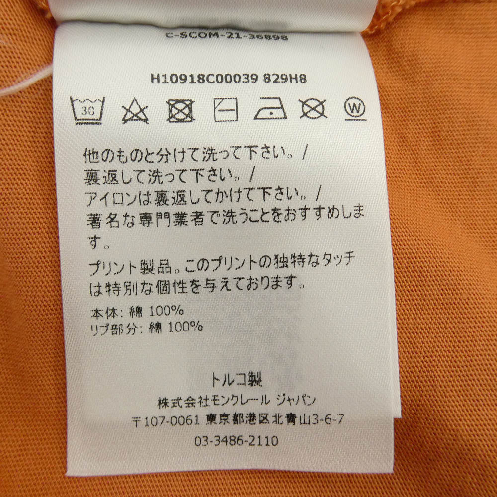 MONCLER モンクレール H10918C00039 ワッペン プリント ロゴ 半袖 Tシャツ カットソー トルコ製 オレンジ系 3A8 XL【中古】
