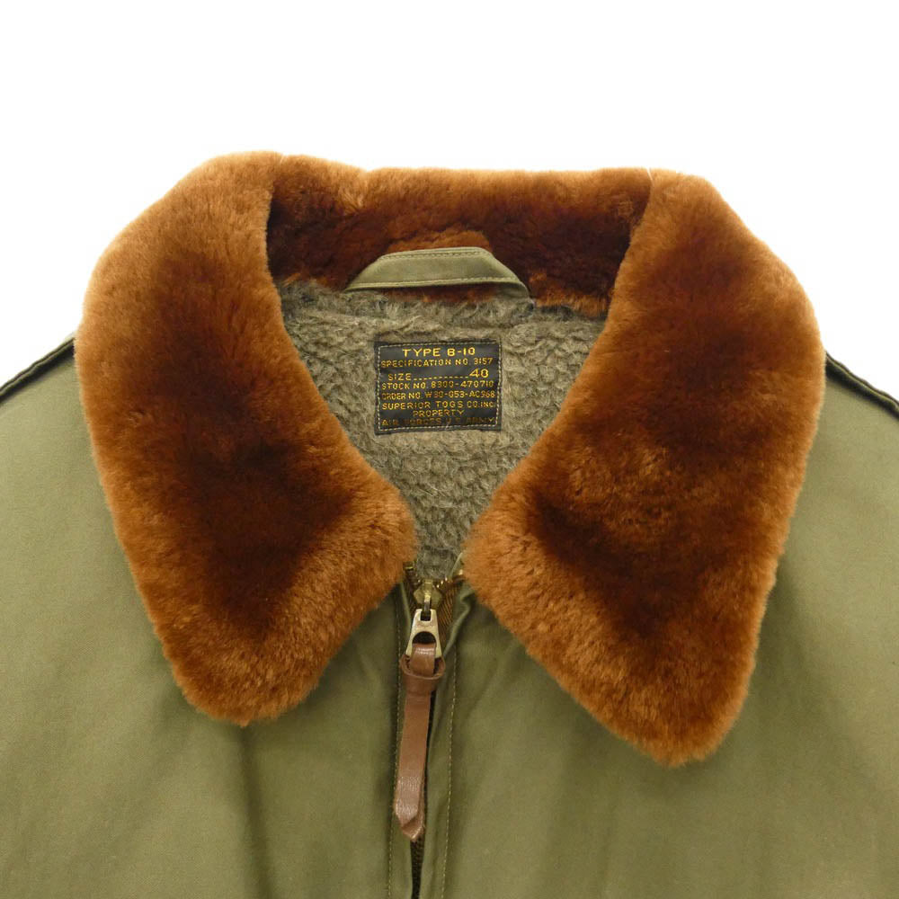 Buzz Rickson's バズリクソンズ BR10968 TYPE B-10 AIR FORCES フライト ミリタリー ジャケット カーキ系 40【中古】