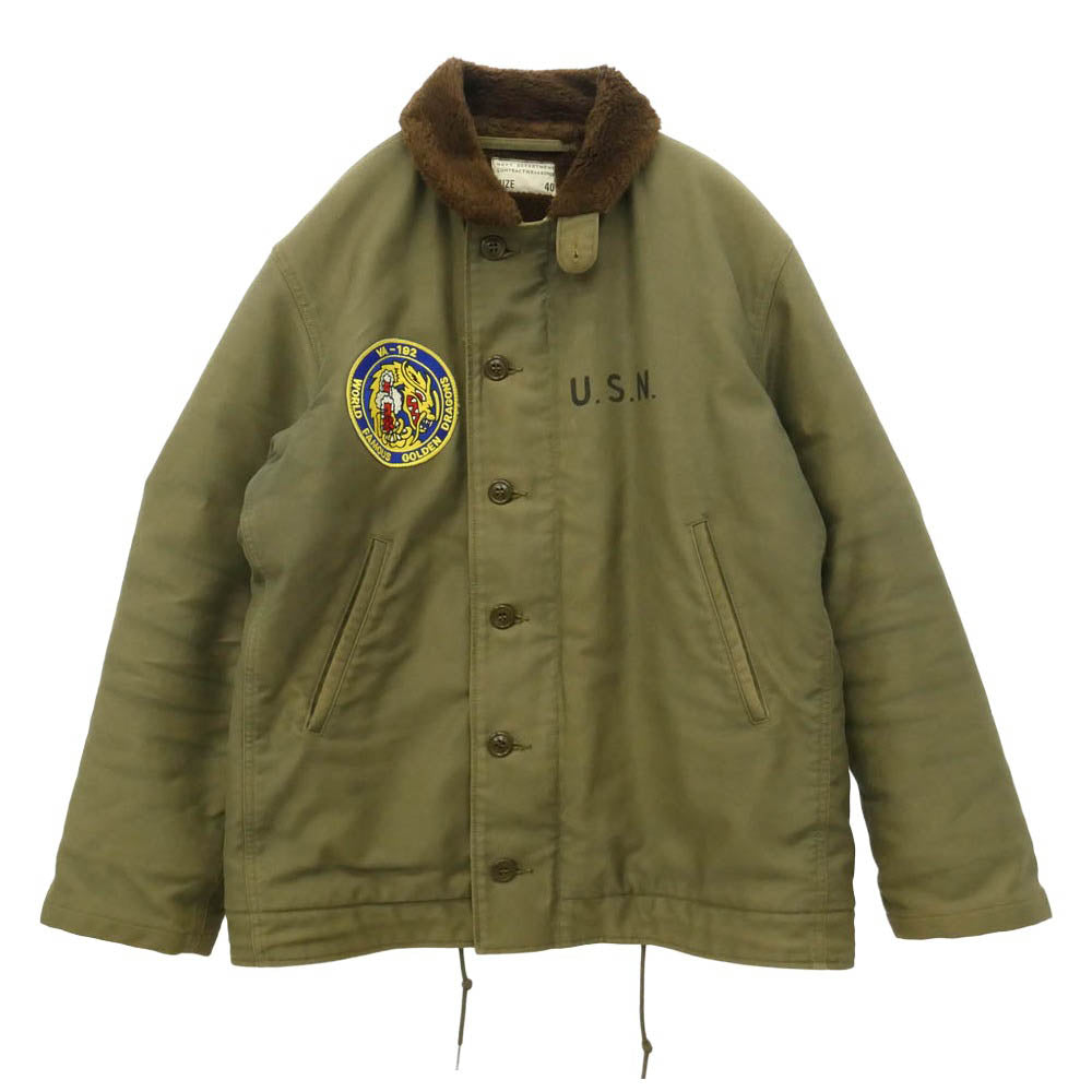 The REAL McCOY'S ザリアルマッコイズ 65902 US,NAVY N-1 ボアライニング デッキ ジャケット カーキ系 40【中古】