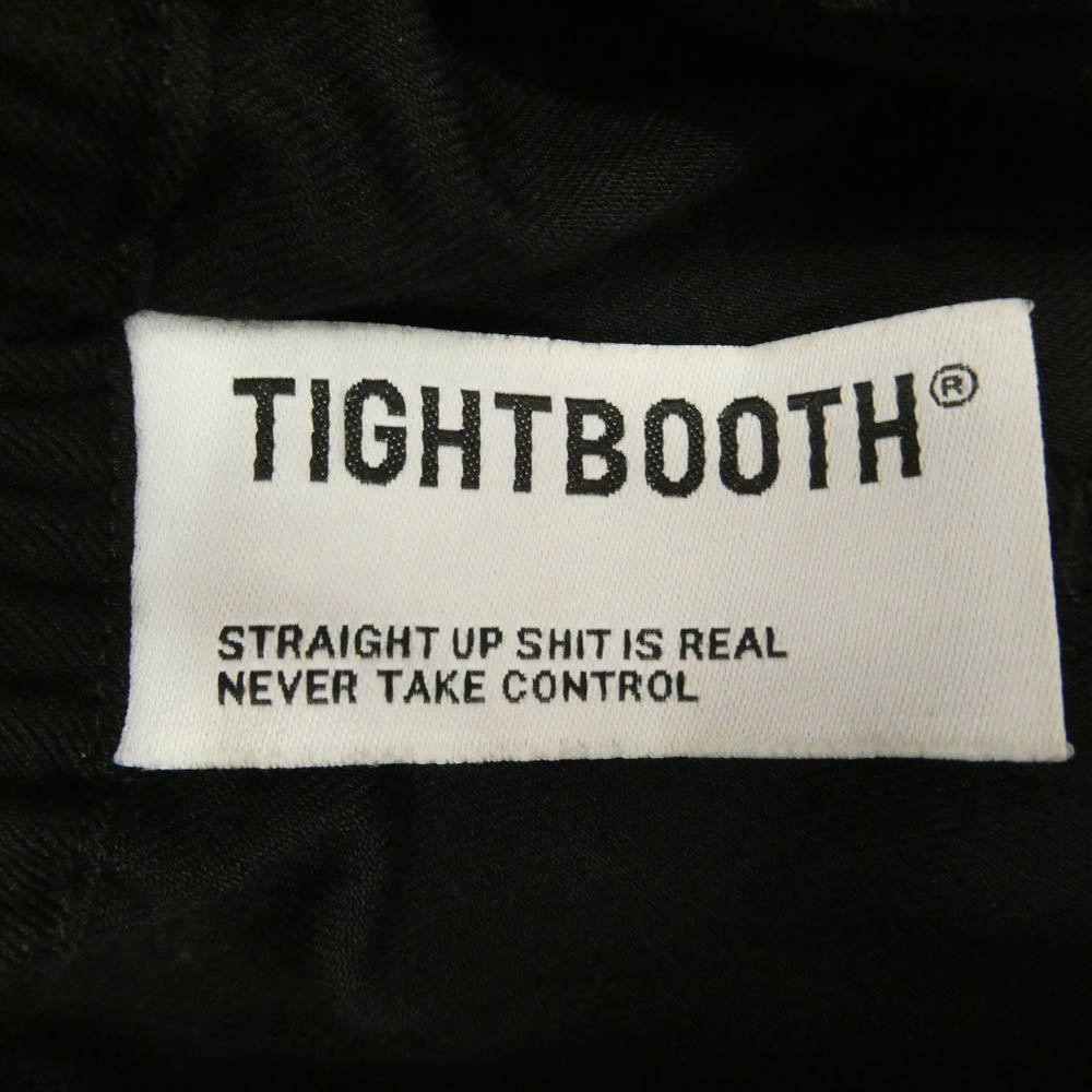 TIGHTBOOTH タイトブース 2タック ロゴ刺繍 ベルト バルーン スラックス パンツ ブラック系 L【中古】
