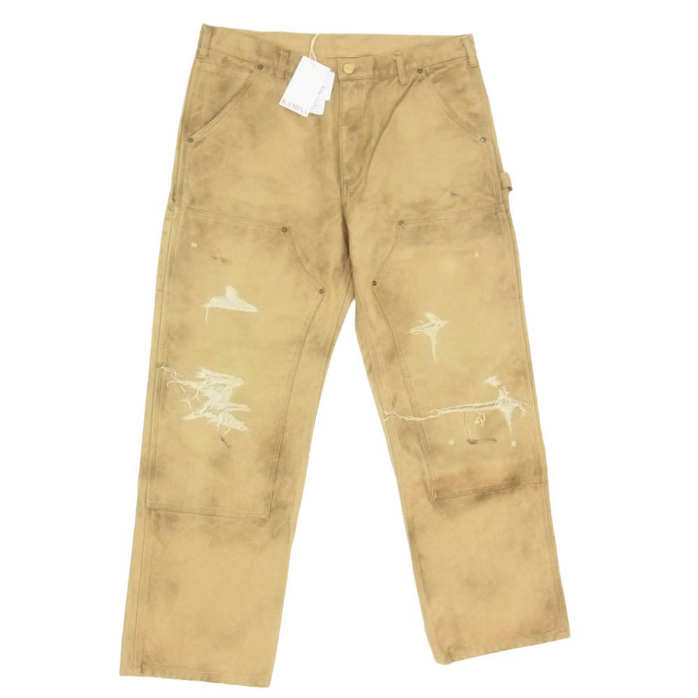 カミヤ 25AW G11PT026-0 BORO Duck Painter Pants ダメージ加工 ダブルニー ペインター パンツ ベージュ系 L【中古】