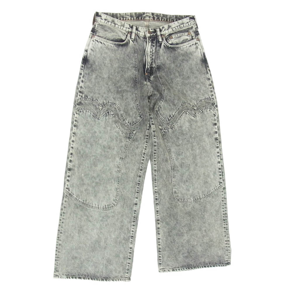 SUGARHILL シュガーヒル 24SS 2441000420 ACID WASHED MODERN WESTERN WIDE TROUSERS ケミカル ウォシュ加工 ウエスタン ダブルニー バギー デニム パンツ ブラック系 34【中古】