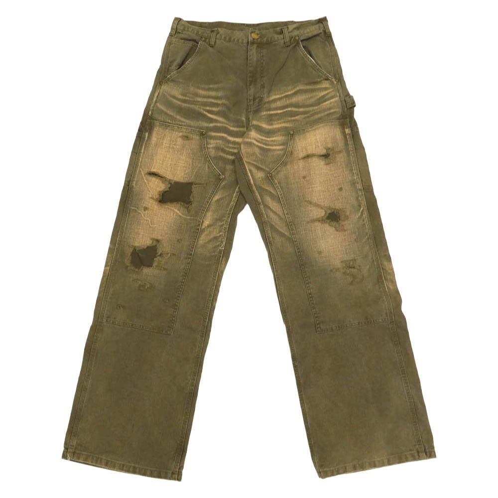 カミヤ 26AW G17PT099-0 Heavy Sun Faded Duck Painter Pants サンフェード ダメージ加工 ダブルニー パンツ カーキ系 L【美品】【中古】