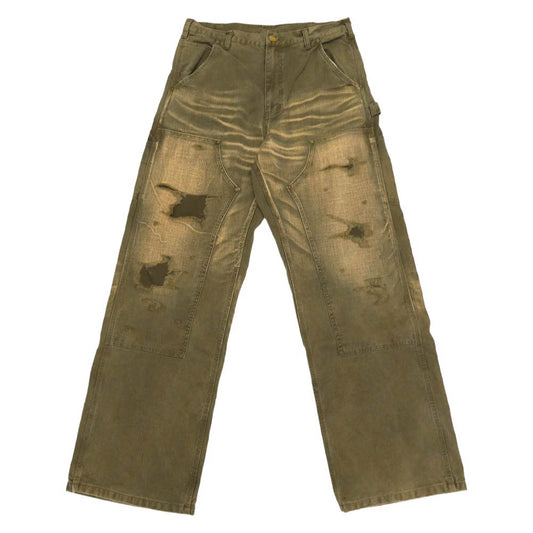 カミヤ 26AW G17PT099-0 Heavy Sun Faded Duck Painter Pants サンフェード ダメージ加工 ダブルニー パンツ カーキ系 L【美品】【中古】