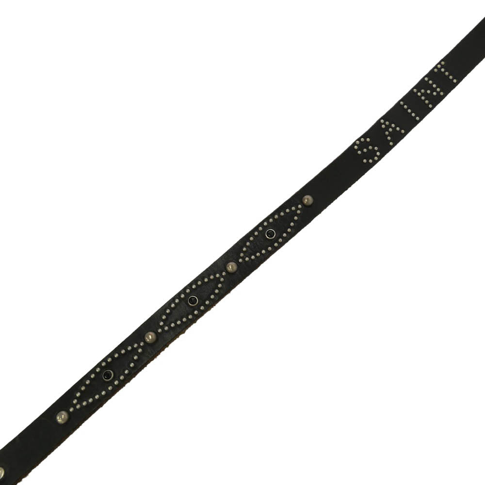 SAINT MICHAEL セントマイケル HTC エイチティーシー 26SS SM-MK8-0000-C64 × HTC エイチティーシー BLACK STONE HTC_BELT NARROW ブラックストーン スタッズ レザー ベルト ブラウン系 38【中古】