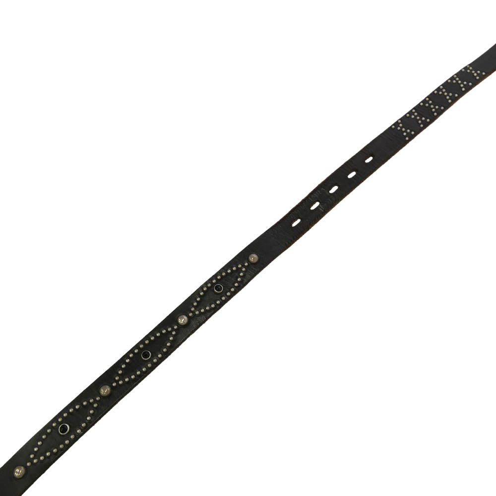 SAINT MICHAEL セントマイケル HTC エイチティーシー 26SS SM-MK8-0000-C64 × HTC エイチティーシー BLACK STONE HTC_BELT NARROW ブラックストーン スタッズ レザー ベルト ブラウン系 38【中古】