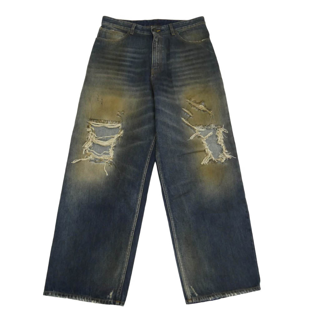 VETEMENTS ヴェトモン 26SS ME76DP072D TRASHED JEANS ダメージ加工 トラッシュド バギー デニム パンツ インディゴブルー系 33【中古】