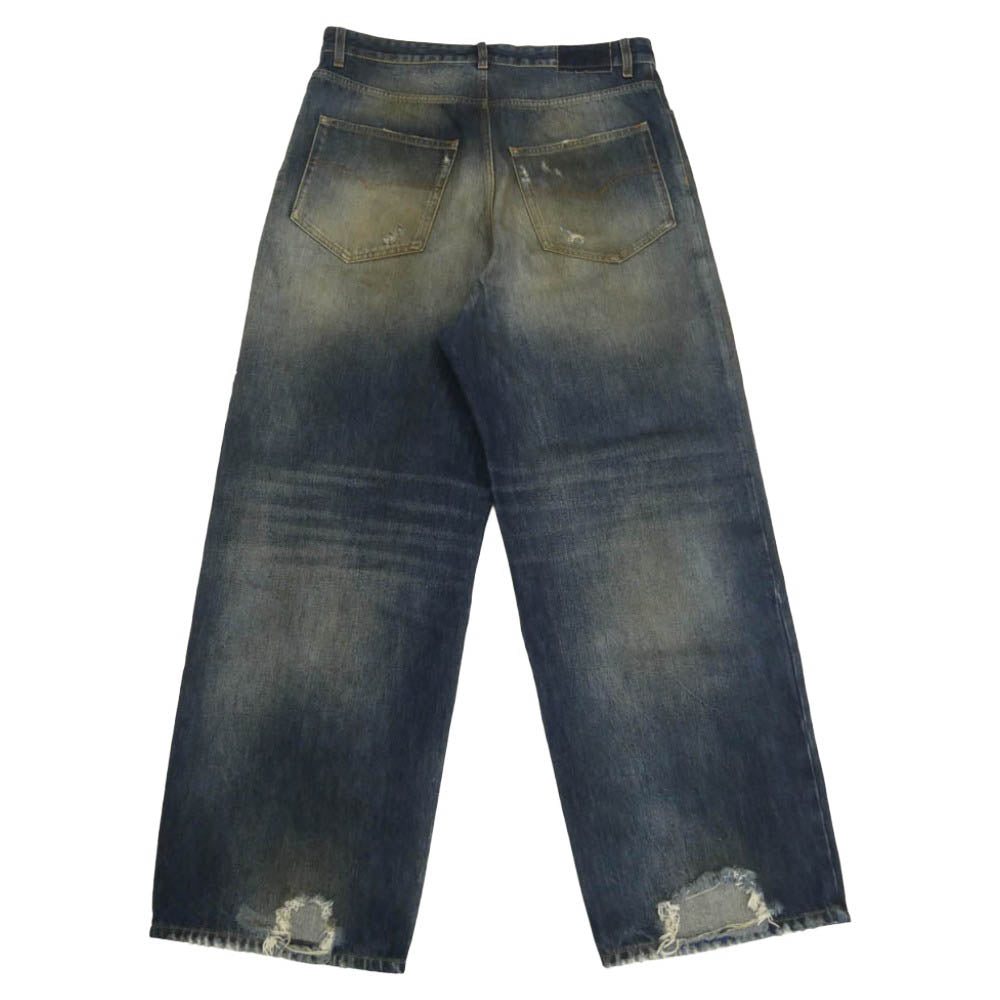 VETEMENTS ヴェトモン 26SS ME76DP072D TRASHED JEANS ダメージ加工 トラッシュド バギー デニム パンツ インディゴブルー系 33【中古】