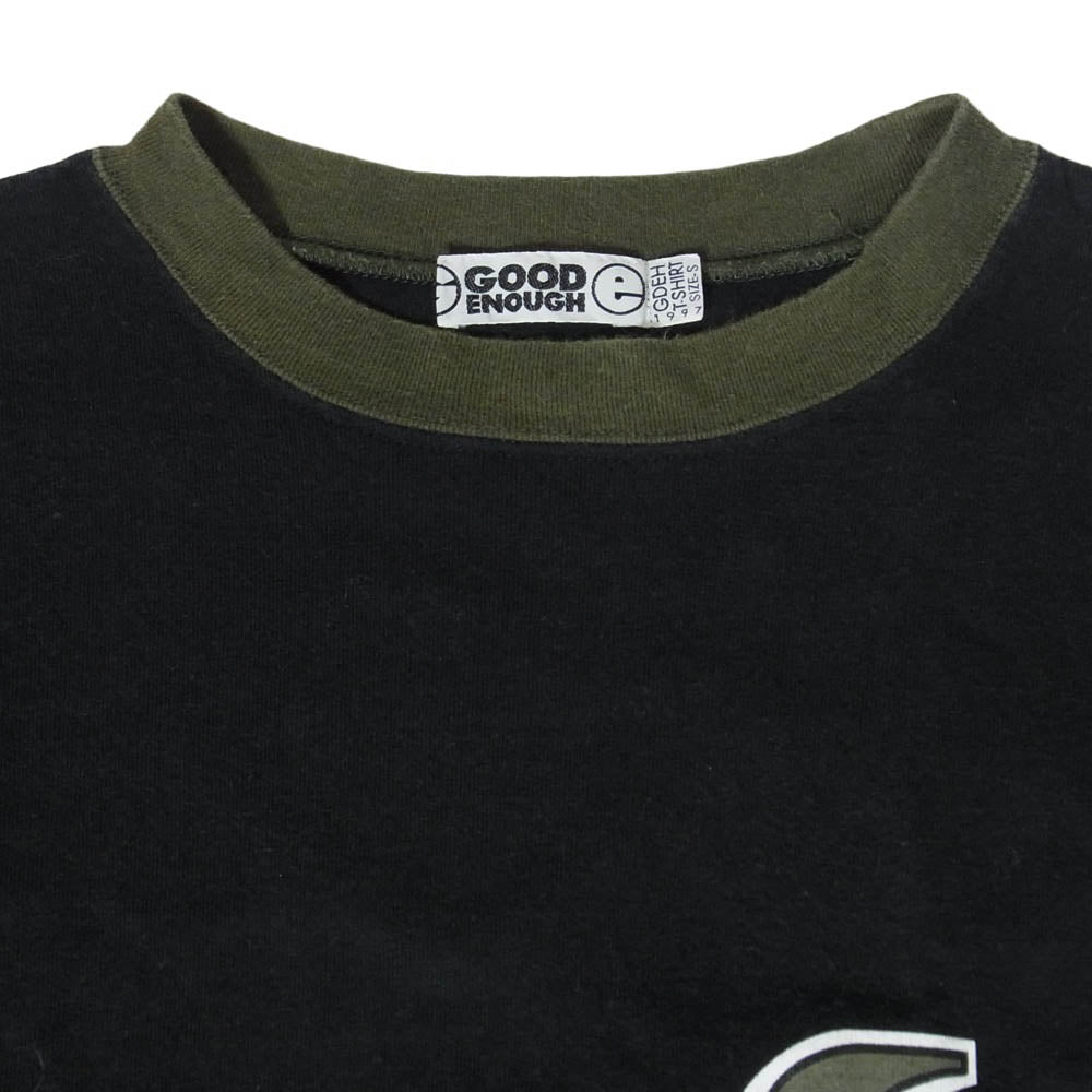 GOODENOUGH グッドイナフ 90s 1997年製 GE プリント トリムロゴ 半袖 Tシャツ ブラック系 S【中古】