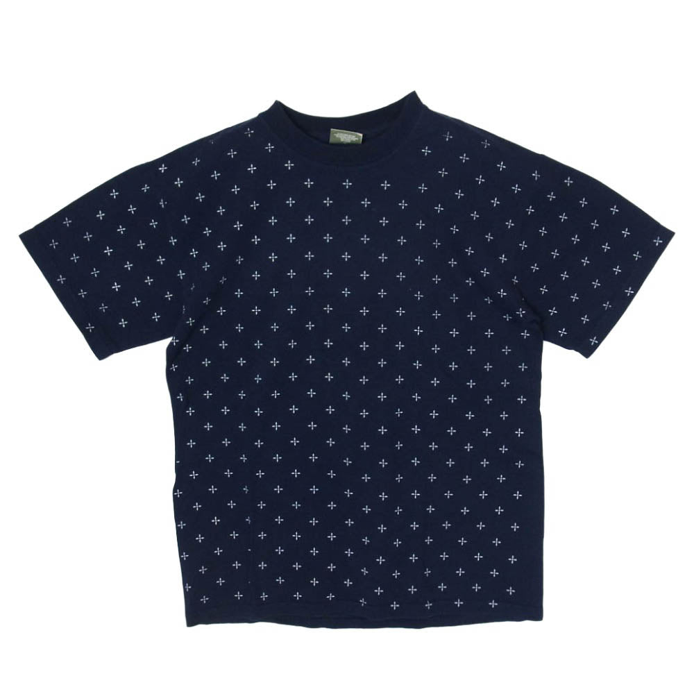 GOODENOUGH グッドイナフ GOODENOUGHUK ユーケー オールオーバー クロスドット プリント 背ロゴ 半袖 Tシャツ ネイビー系 M【中古】