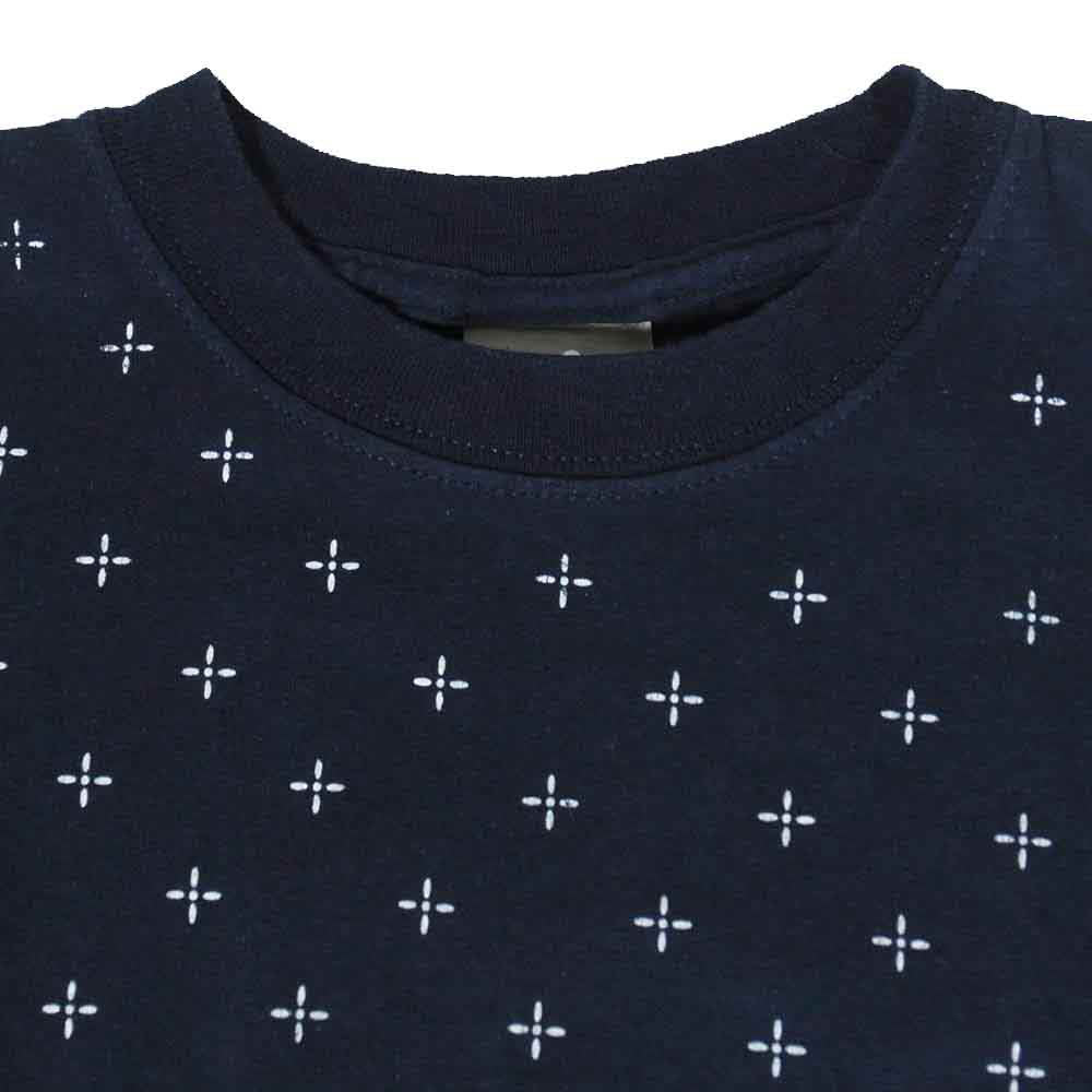 GOODENOUGH グッドイナフ GOODENOUGHUK ユーケー オールオーバー クロスドット プリント 背ロゴ 半袖 Tシャツ ネイビー系 M【中古】