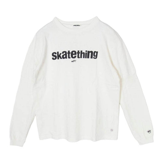 GOODENOUGH グッドイナフ 00S 2002年製 Skatething スケートシング ロゴ プリント アーム リブ ロングスリーブ 長袖 Tシャツ オフホワイト系 M【中古】