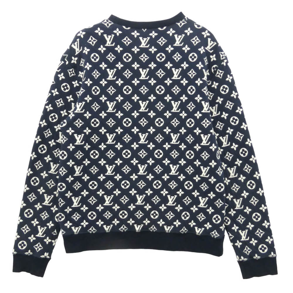 LOUIS VUITTON ルイ・ヴィトン 21SS RM211Q TCJ HIY53W フルモノグラム ジャカード クルーネック スウェット トレーナー ネイビー系 L【中古】