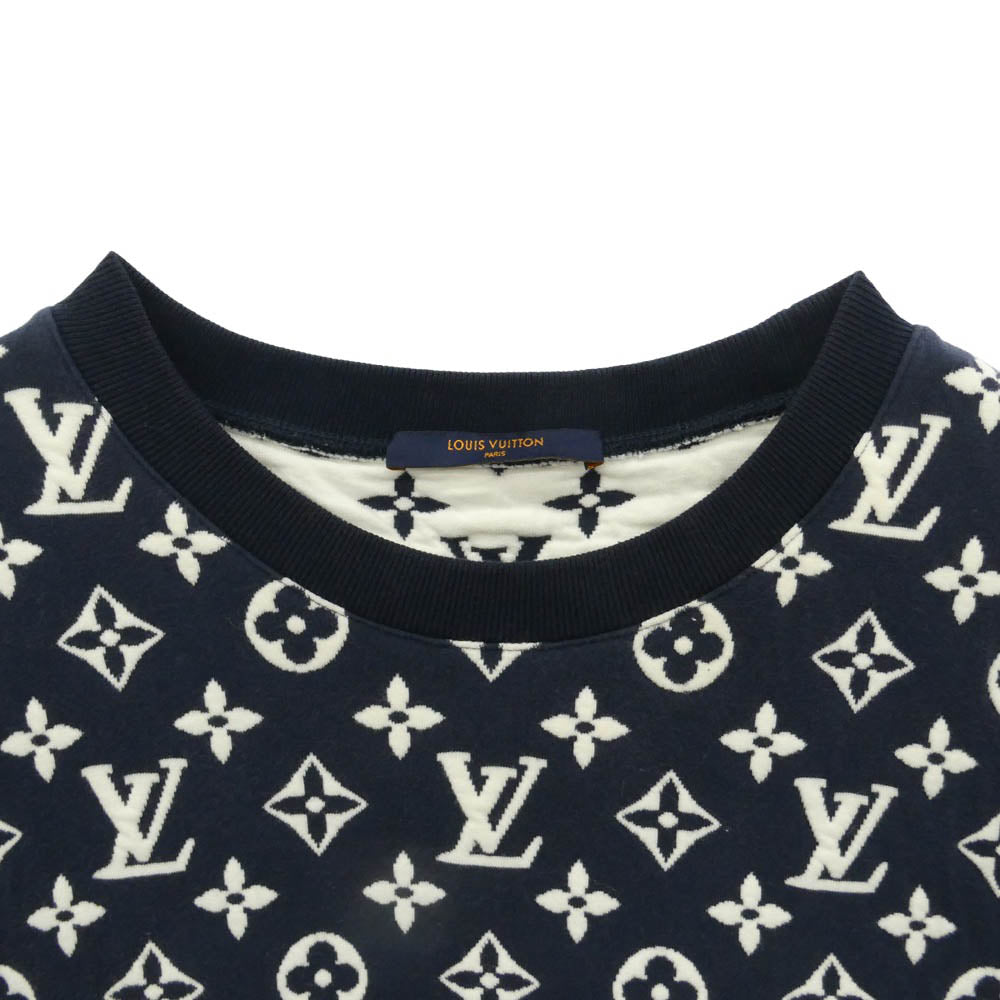 LOUIS VUITTON ルイ・ヴィトン 21SS RM211Q TCJ HIY53W フルモノグラム ジャカード クルーネック スウェット トレーナー ネイビー系 L【中古】