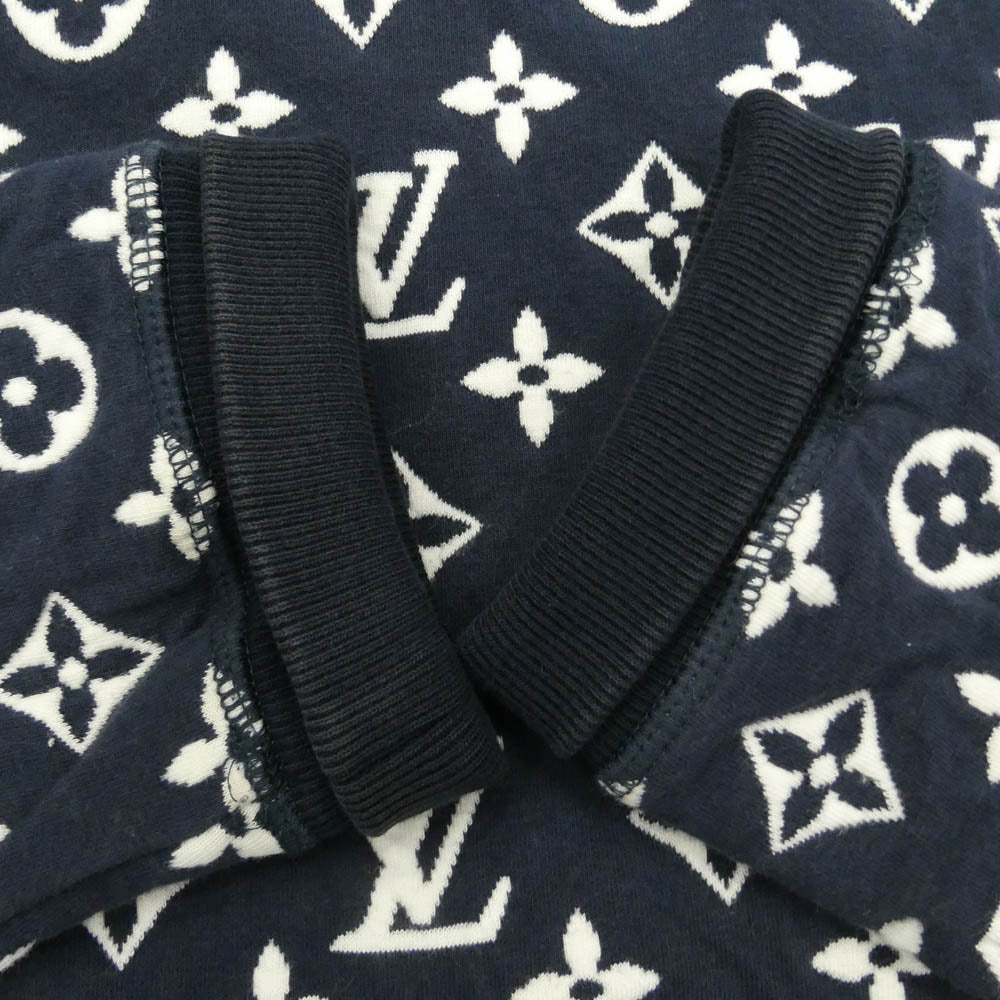 LOUIS VUITTON ルイ・ヴィトン 21SS RM211Q TCJ HIY53W フルモノグラム ジャカード クルーネック スウェット トレーナー ネイビー系 L【中古】