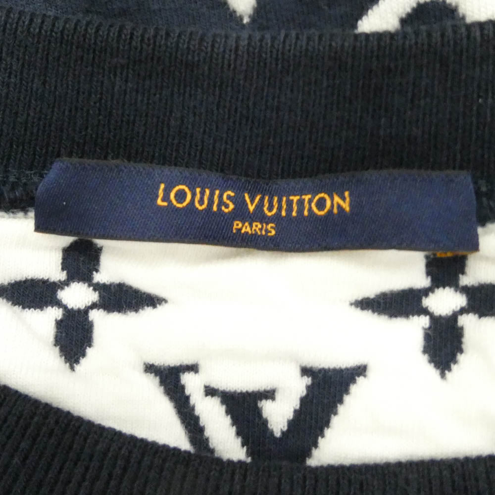 LOUIS VUITTON ルイ・ヴィトン 21SS RM211Q TCJ HIY53W フルモノグラム ジャカード クルーネック スウェット トレーナー ネイビー系 L【中古】