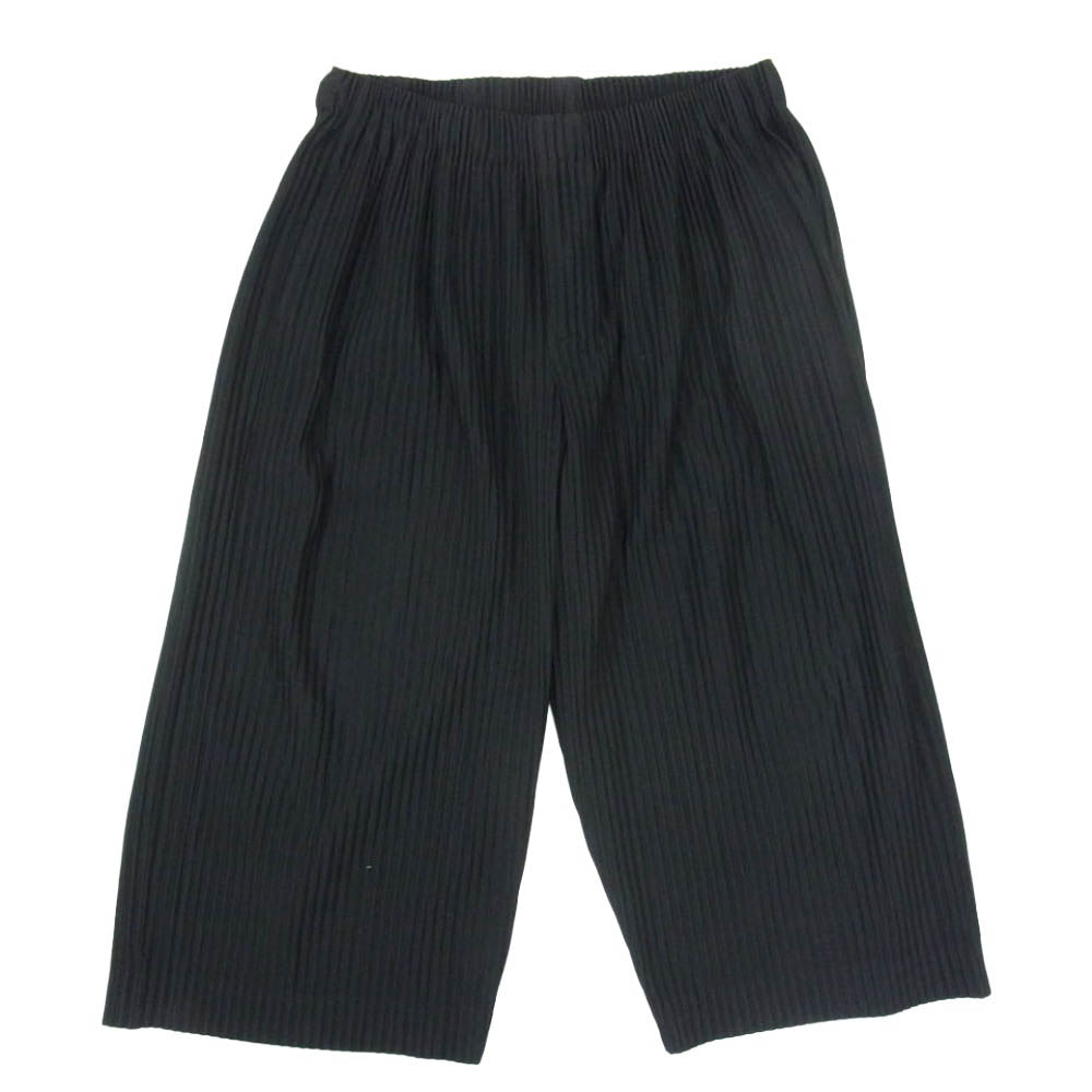 HOMME PLISSE ISSEY MIYAKE オム プリッセ イッセイミヤケ 20SS HP01JF122 プリーツ 加工 ワイド テーパード クロップド イージー パンツ ブラック系 2【中古】