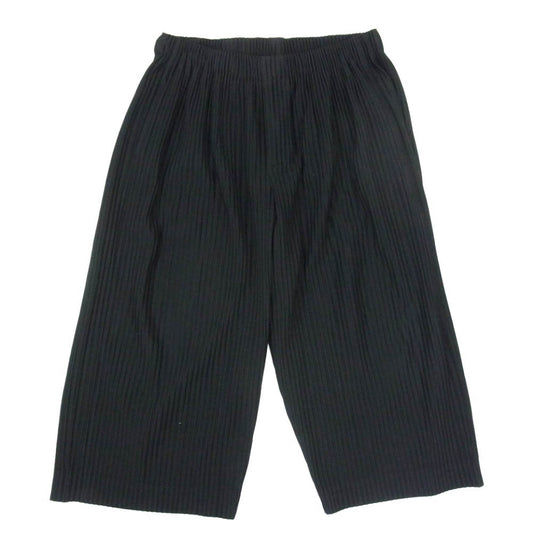 HOMME PLISSE ISSEY MIYAKE オム プリッセ イッセイミヤケ 20SS HP01JF122 プリーツ 加工 ワイド テーパード クロップド イージー パンツ ブラック系 2【中古】