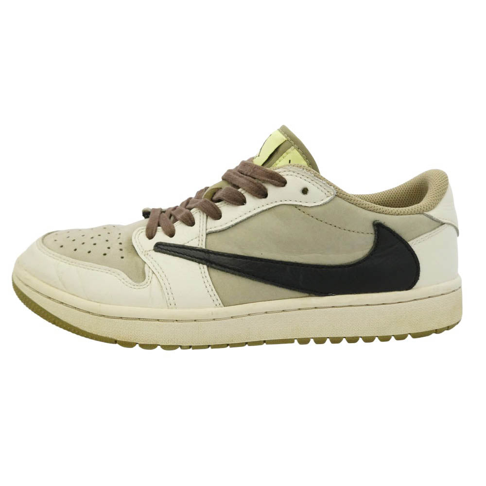 NIKE ナイキ FZ3124-200 【フェイクバスターズ鑑定済】× Travis Scott トラヴィススコット Air Jordan 1 Low Golf NRG エアジョーダン1 ロー ゴルフ NRG スニーカー ライトカーキ系 26.5cm【中古】
