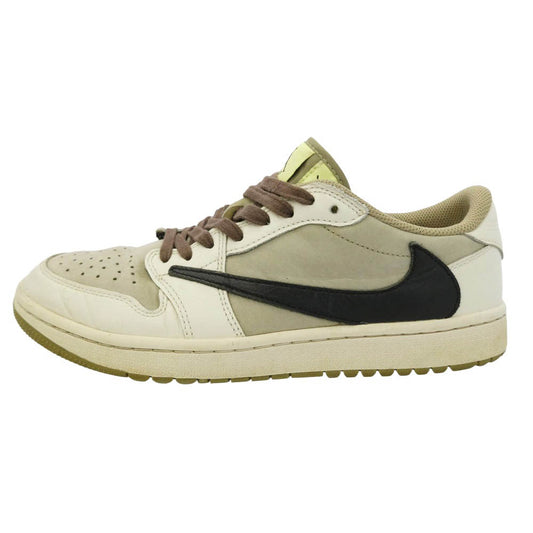 NIKE ナイキ FZ3124-200 【フェイクバスターズ鑑定済】× Travis Scott トラヴィススコット Air Jordan 1 Low Golf NRG エアジョーダン1 ロー ゴルフ NRG スニーカー ライトカーキ系 26.5cm【中古】