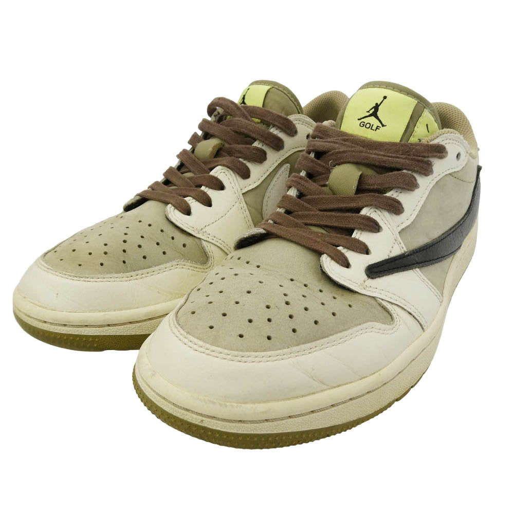 NIKE ナイキ FZ3124-200 【フェイクバスターズ鑑定済】× Travis Scott トラヴィススコット Air Jordan 1 Low Golf NRG エアジョーダン1 ロー ゴルフ NRG スニーカー ライトカーキ系 26.5cm【中古】