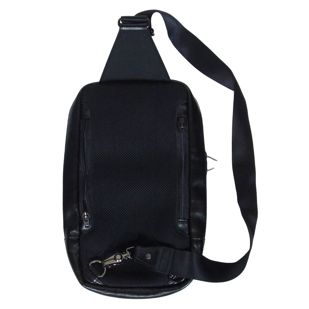 LUGGAGE LABEL ラゲッジレーベル 021-01261 ELEMENT SLING SHOULDER BAG エレメント スリングショルダー バッグ クローム鞣し スコッチガードTM加工 ボディバッグ ブラック系【美品】【中古】