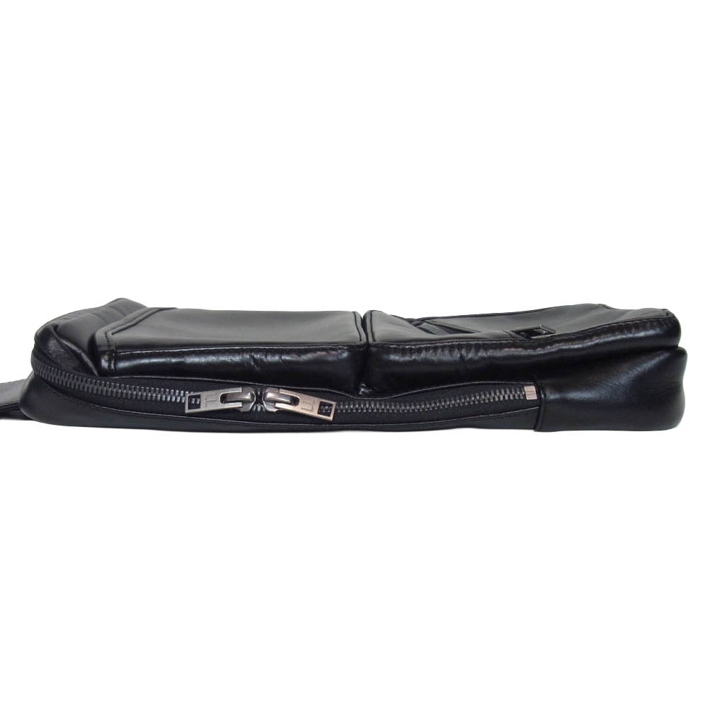 LUGGAGE LABEL ラゲッジレーベル 021-01261 ELEMENT SLING SHOULDER BAG エレメント スリングショルダー バッグ クローム鞣し スコッチガードTM加工 ボディバッグ ブラック系【美品】【中古】
