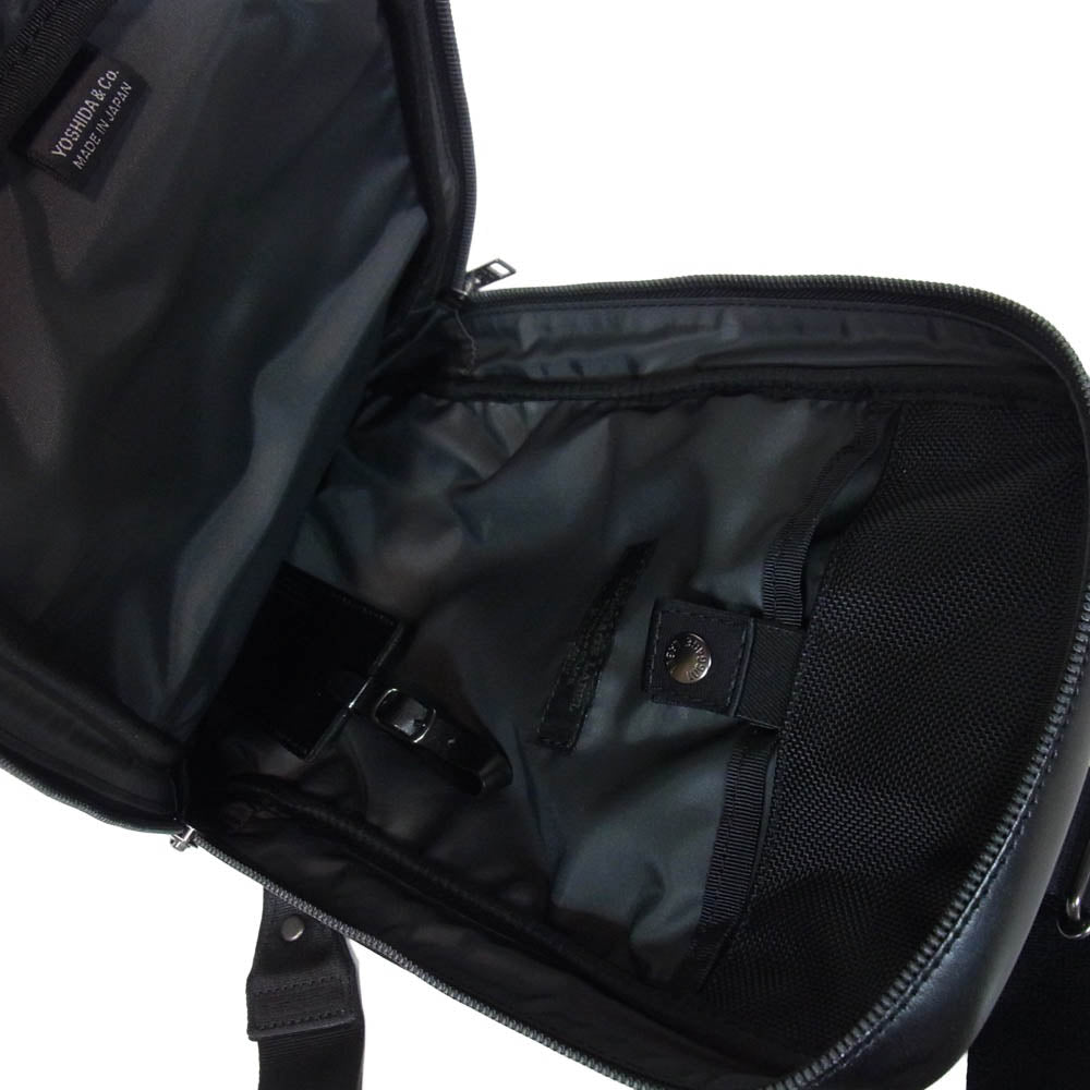 LUGGAGE LABEL ラゲッジレーベル 021-01261 ELEMENT SLING SHOULDER BAG エレメント スリングショルダー バッグ クローム鞣し スコッチガードTM加工 ボディバッグ ブラック系【美品】【中古】